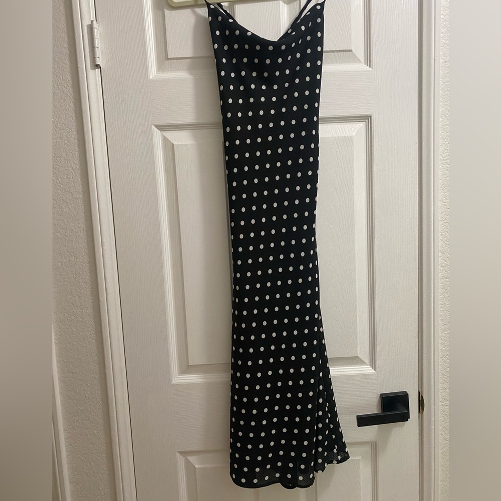Bardot Black Dress with White Polka Dots - Picture 2 of 7
